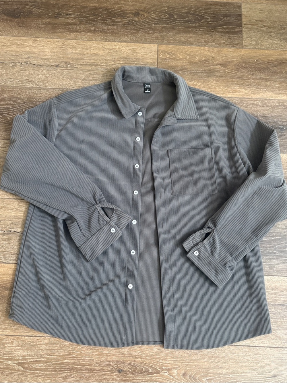 Men's Gray Corduroy Button-Up Shirt /Jacket